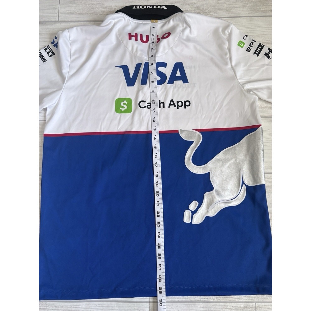 HUGO Visa Cash App RB F1 Team Polo Shirt Mens XL White Blue VCARB Racing Bulls - Picture 8 of 8
